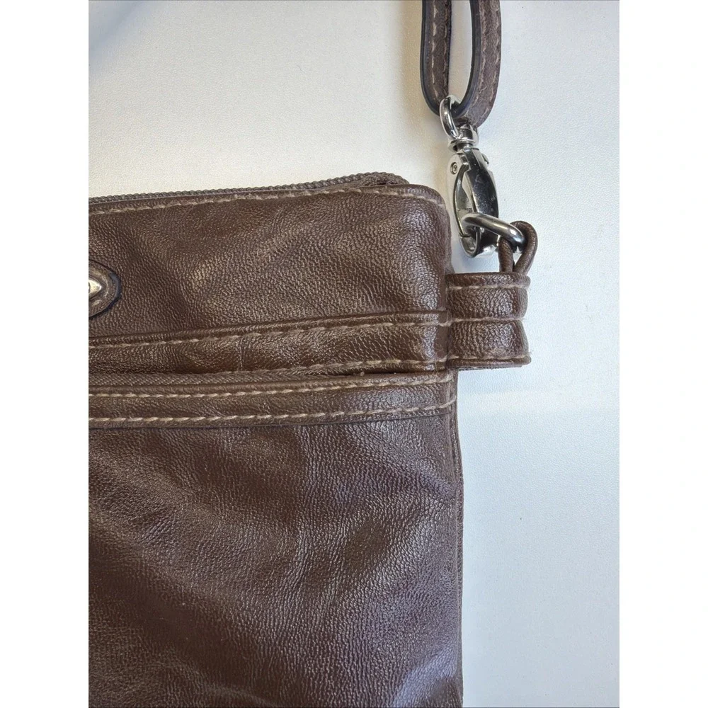 Rosetti Crossbody Organizer Bag Brown Faux Leather Adjustable Strap Y2K